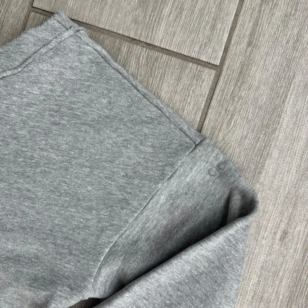 ALO Yoga Gray Cropped V‑Neck Sweatshirt Top